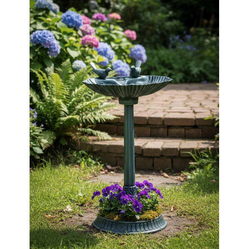 Plastic Birdbath, Green