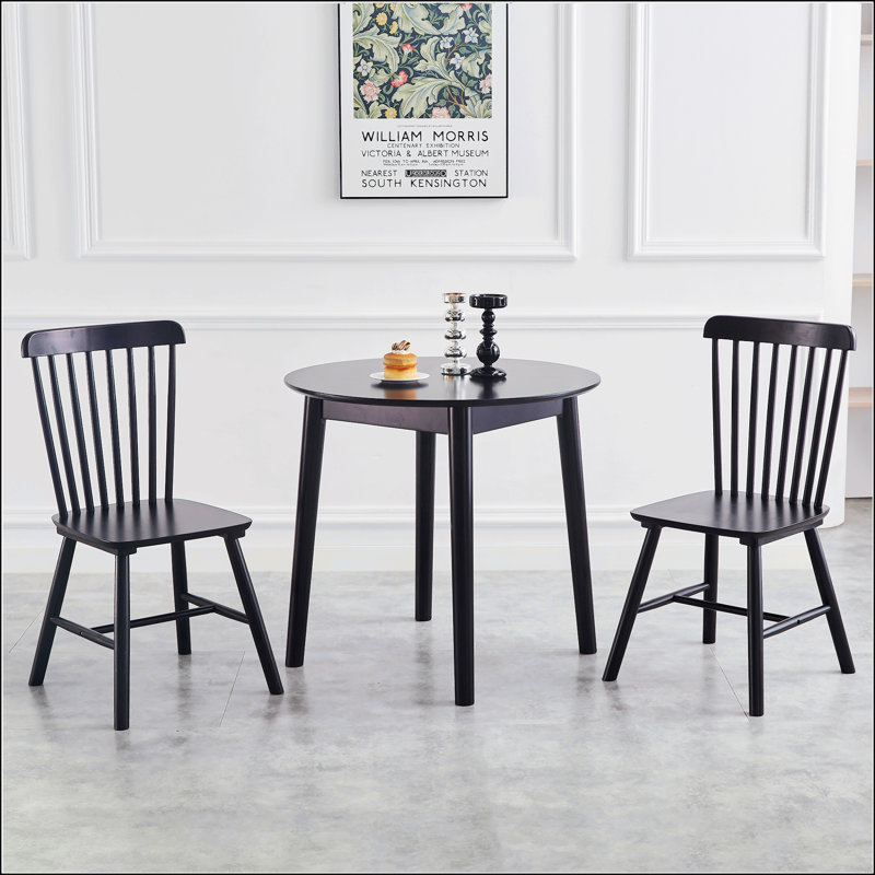 Walnut Round Table, Black