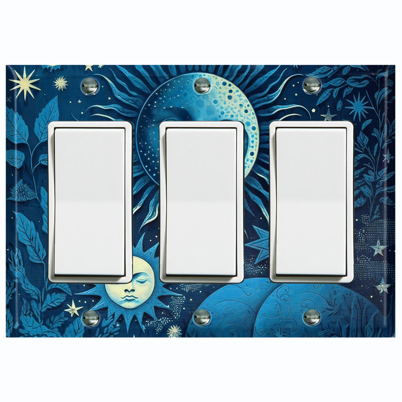 Plaque murale berçante astronomique 3 étoiles, Bleu