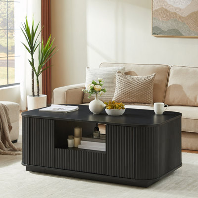 46.5"Modern Luxury Oval Coffee Table With Drawers And Storage Compartments, Curved Contour Design, Living Room Centre Coffee Table, Suitable For Living Rooms And Offices, 46.5"L*27.2"W*17.7"H