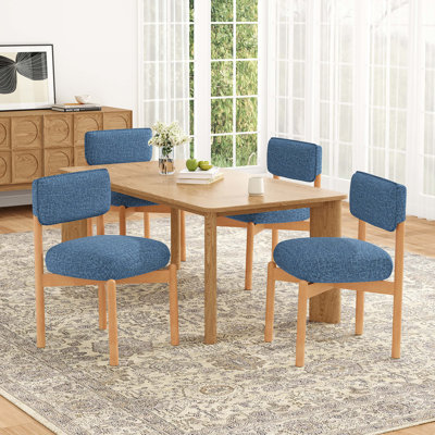Chaise de salle à manger moderne en lin mélangé en bois pour cuisine ou salle à manger (ensemble de 2)