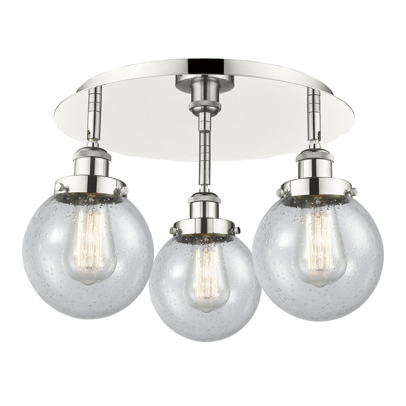 Alphonsa Glass Flush Mount, Seedy, Polished Nickel