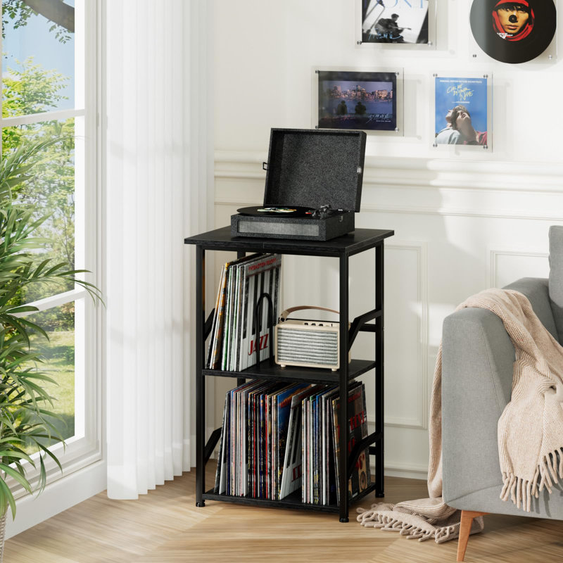 Manufactured Wood,Metal 75.2cm H Media Shelves, Black