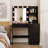 Vanity Desk with 3-Color Lights and Power Outlets-1808293079
