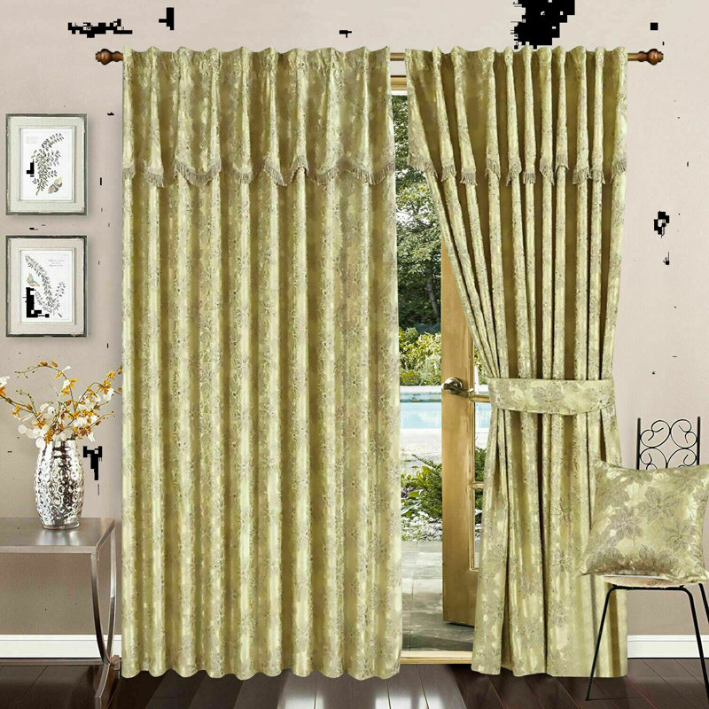 Dianelly Room Darkening Curtain Pair, Gold, 228cm Width x 274cm Drop