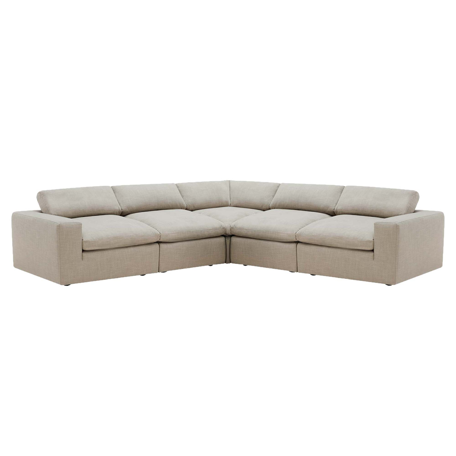 Asher 5 - Piece Upholstered Sectional, Effie Flax Performance Linen