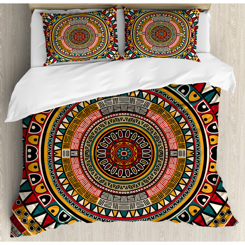 Tribal Eclectic Polyester Geometric Shapes Duvet Cover, King