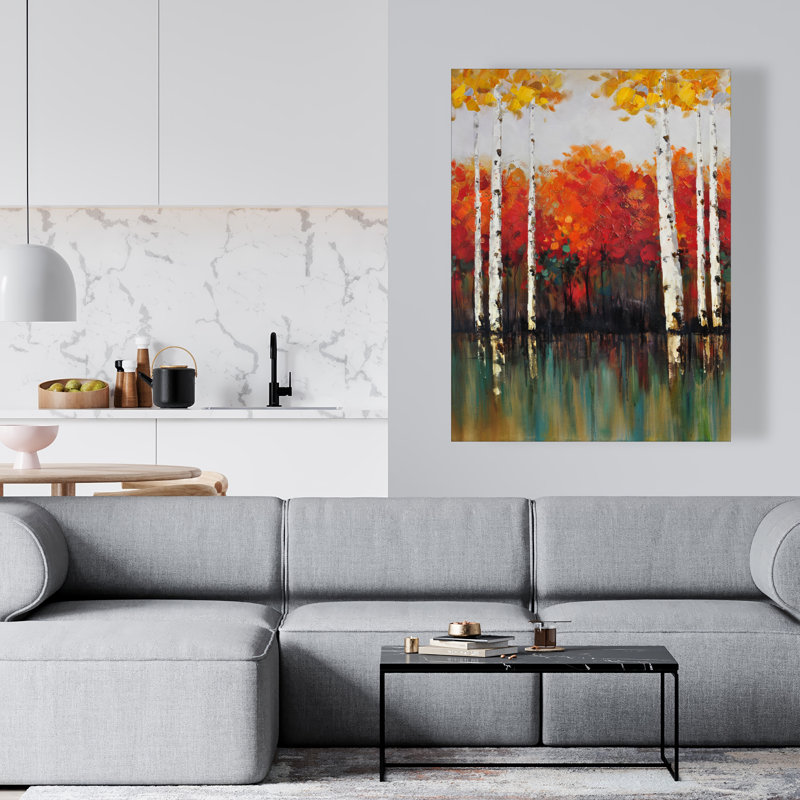 Birches by Fall - Landscapes Trees Canvas for Home Decor
