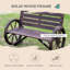 Banc de roue de chariot en bois Outsunny de 41 po, mobilier rustique d'extérieur résistant aux intempéries, banc à lattes pour 2 personnes avec dossier, carbonisé