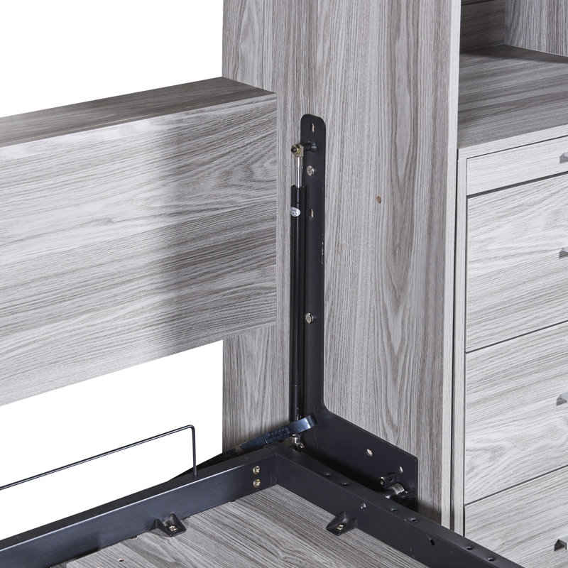 Lit espace pleine grandeur, gris avec options de rangement efficaces - Matériaux de construction, rangement robuste et stable