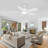 Modern White Smart Ceiling Fan With Light And 5 Wood Blades-362366885