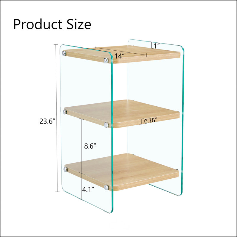 Trois niveaux de tables de chevet, Transparent / bois