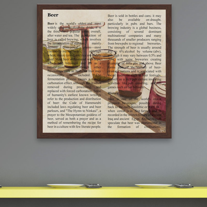 «Beer Smorgasbord» par Eyre Tarney - reproduction de cadre photo, H 18 po x l 18 po x P 1,5 po