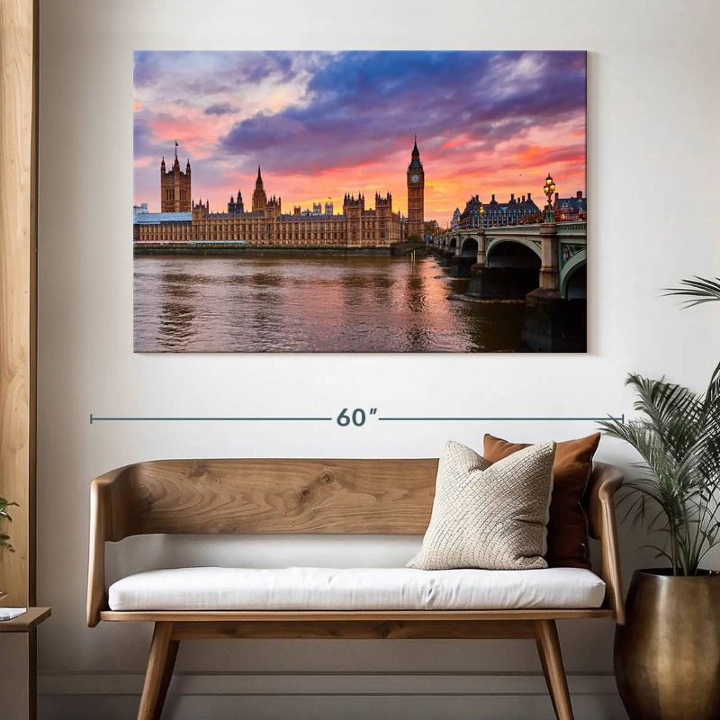 Vue de Sireci au bord de la rivière Thames, H 34 po x l 51 po