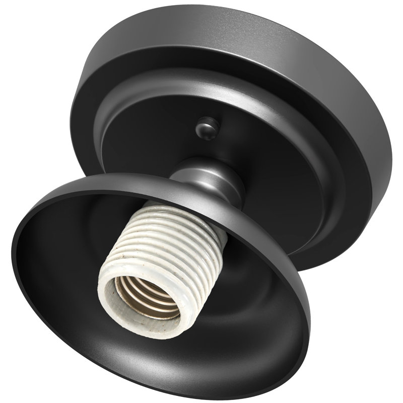 Semi Flush Mount Ceiling Light with Glass Shade, Matte Black