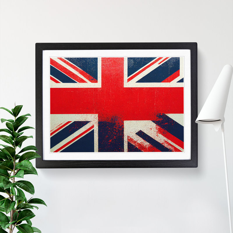 XH1022-9440X Union Jack Flag Vol.3 - Single Picture Frame Painting, Black, 46cm H x 64cm W x 2cm D