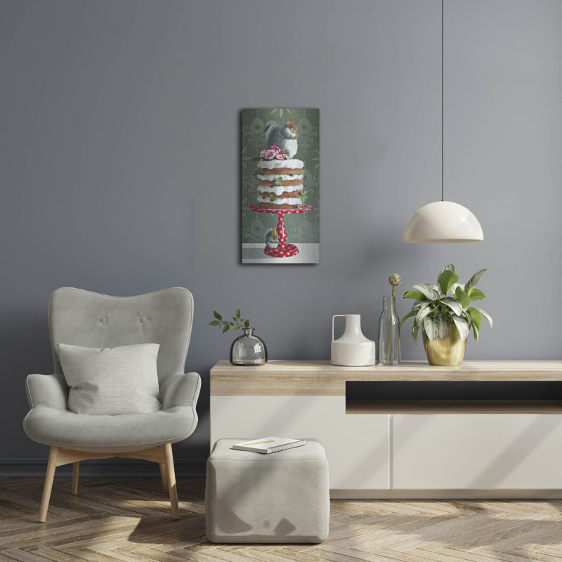  «Support à gâteaux écureuils à pois» par Heather Gauthier, art mural en métal, 12 po x 24 po, H 24 po x l 12 po