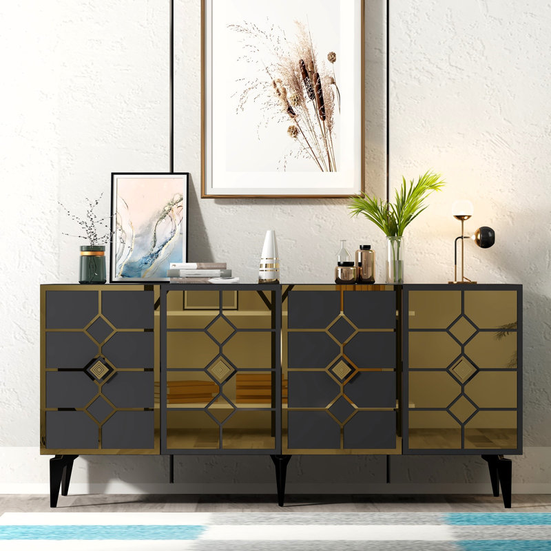 Oatley 150cm Console Table, Grey/Gold