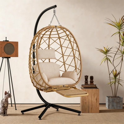 Fauteuil à œufs avec support et repose-pieds Swing