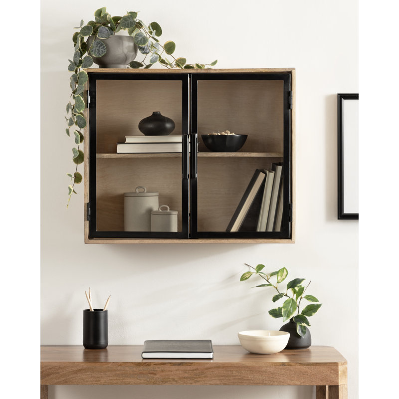 Brogan Modern Storage Wall Cabinet with Glass Doors