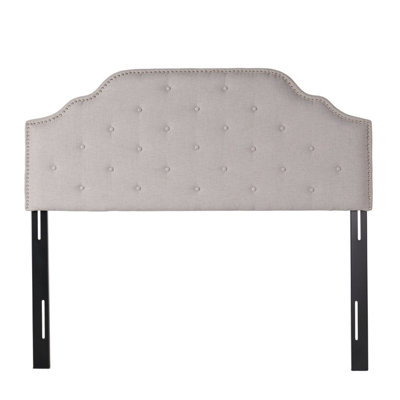 Queen Size Tufted Upholstered Headboard - Solid Wood Frame with Durable Metal Legs, Adjustable Height & Nailhead Trim, Modern Button Tufted Fabric Headboard