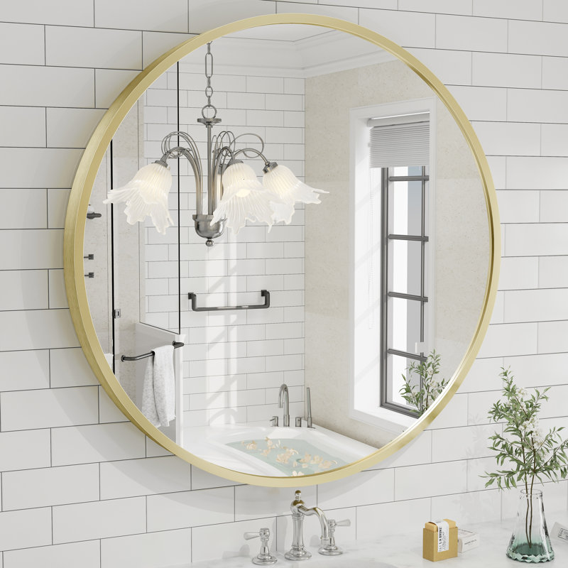 Miroir mural Amara, 40 po x 40 po, Or brossé