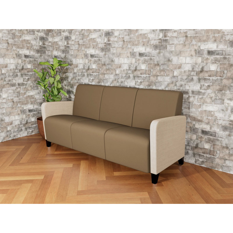 Fauteuil de réception 3 places Ravenna, Bois noir, Chambray calcaire / Patriot Plus taupe