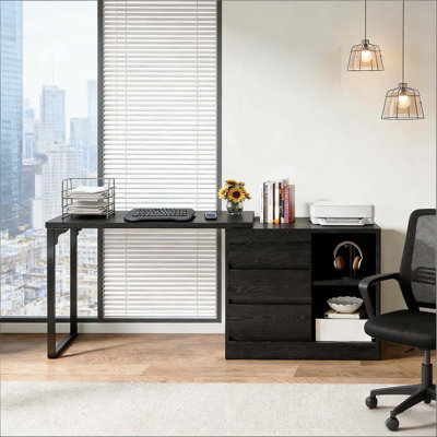 Reversible Design Corner Office Desk, Flexible Placement L-Shaped Household Computer Executive Desk