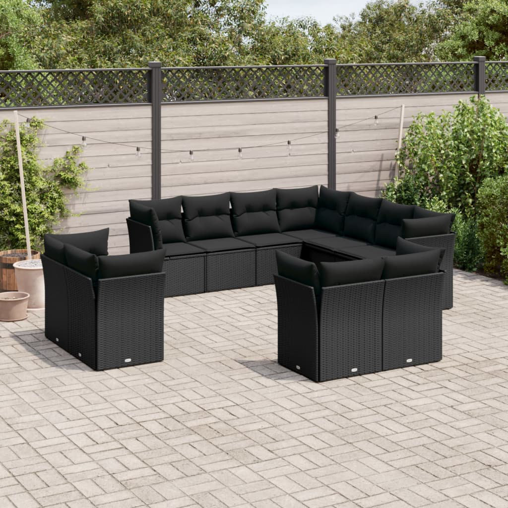 Vidaxl 11-Tlg. Garten-Sofagarnitur aus Polyrattan mit Kissen