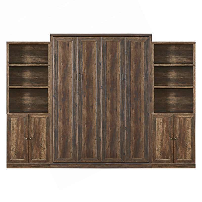 Demi-lit escamotable à ouverture et fermeture semi-automatique avec 1 tablette de rangement d'armoire latérale, lit économiseur d'espace idéal pour la chambre d'amis, la chambre à coucher, la chambre d'amis, le bureau personnel