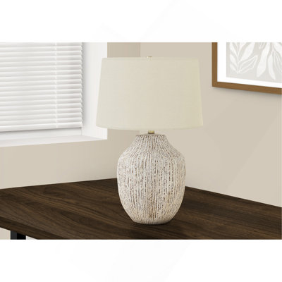 Lighting, H 26 po, lampe de table, céramique crème, abat-jour ivoire / crème, transitionnel