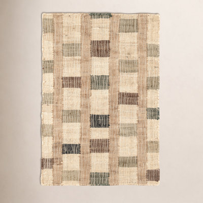 Mosaic Blue Hand-Woven Geometric Jute Rug