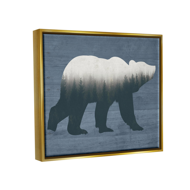 «Rustic Woodland Trees Bear Silhouette Grainy», impression sur toile, H 17 po x l 21 po x P 1,7 po