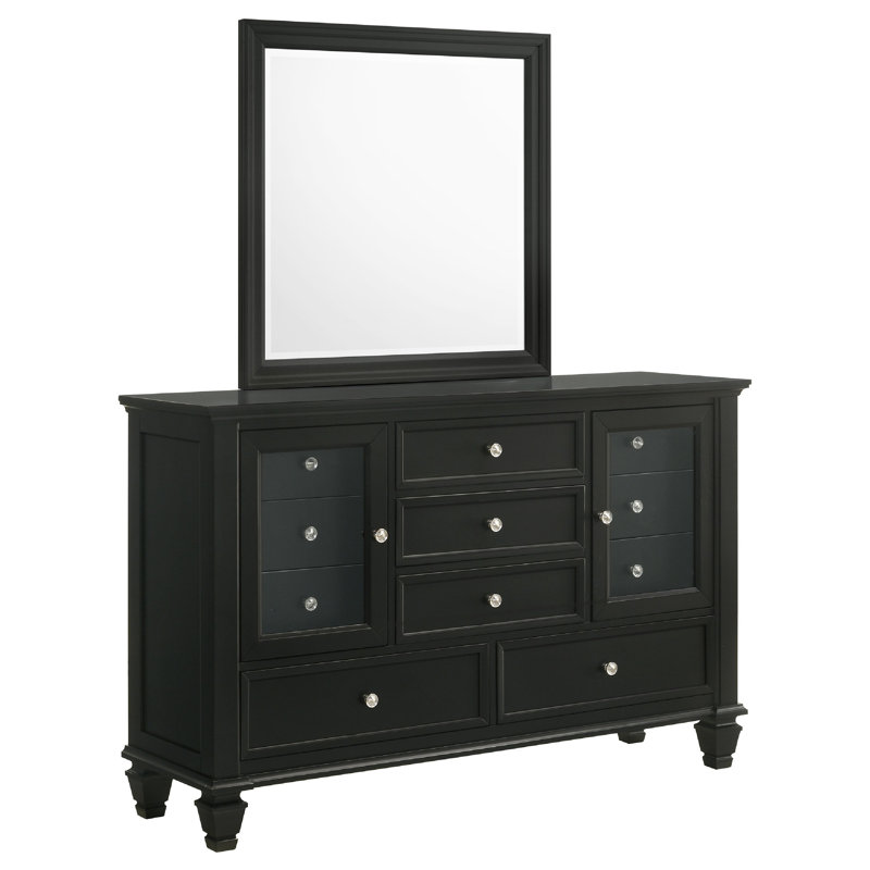 Commode 11 tiroirs avec miroir , Noir