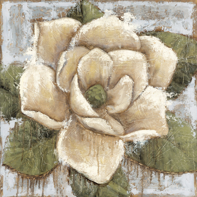 Majestic Magnolia par Sara G. Designs, H 12 po x l 12 po, Pas de tapis, Encadrement argenté