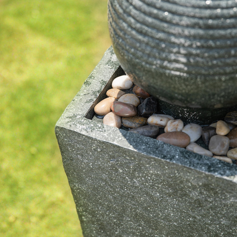 Harriman Weather Resistant Abstract Fountain with Light, Grey