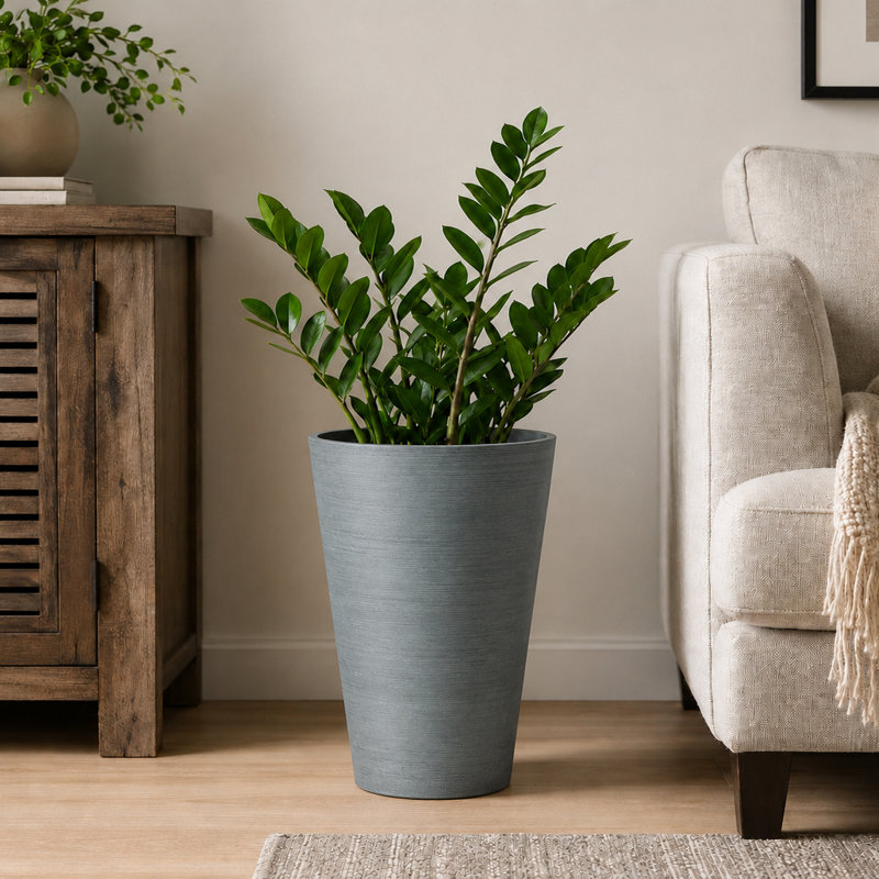 Grand pot à fleurs Miley, Gris anthracite, H 18 po x l 12 po x P 12 po