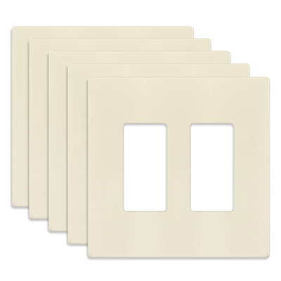Enerlites Screwless 2-Gang Midsize Rocker Wall Plate - Light Almond