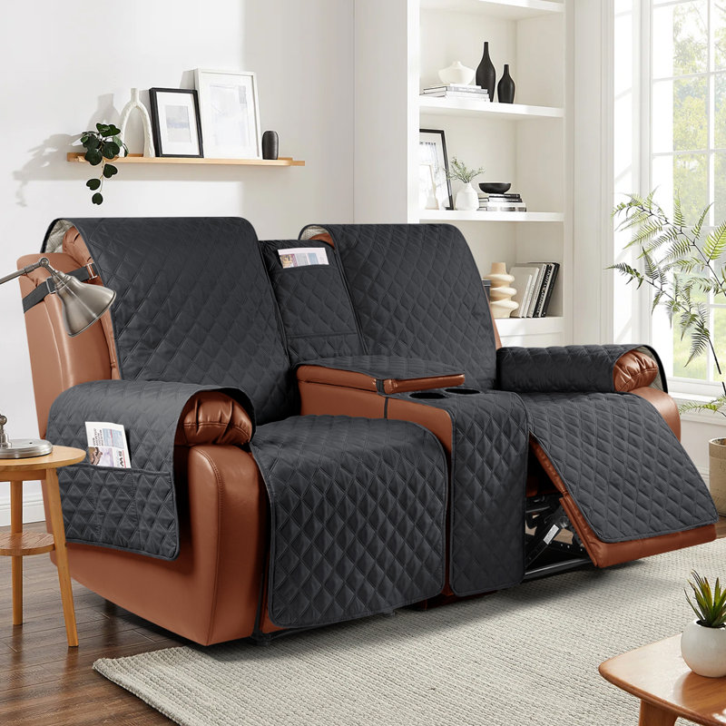 Housses pour causeuse inclinable avec console Kyrstie, Mélange de polyester noir