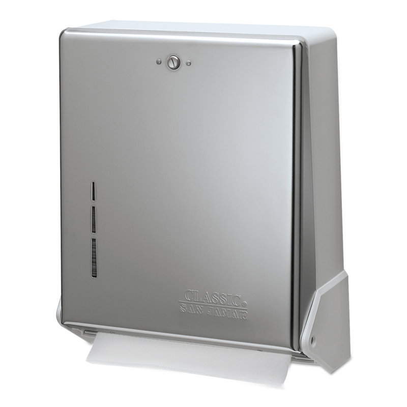 True Fold Metal Front Cabinet Towel Dispenser in Chrome, Silver