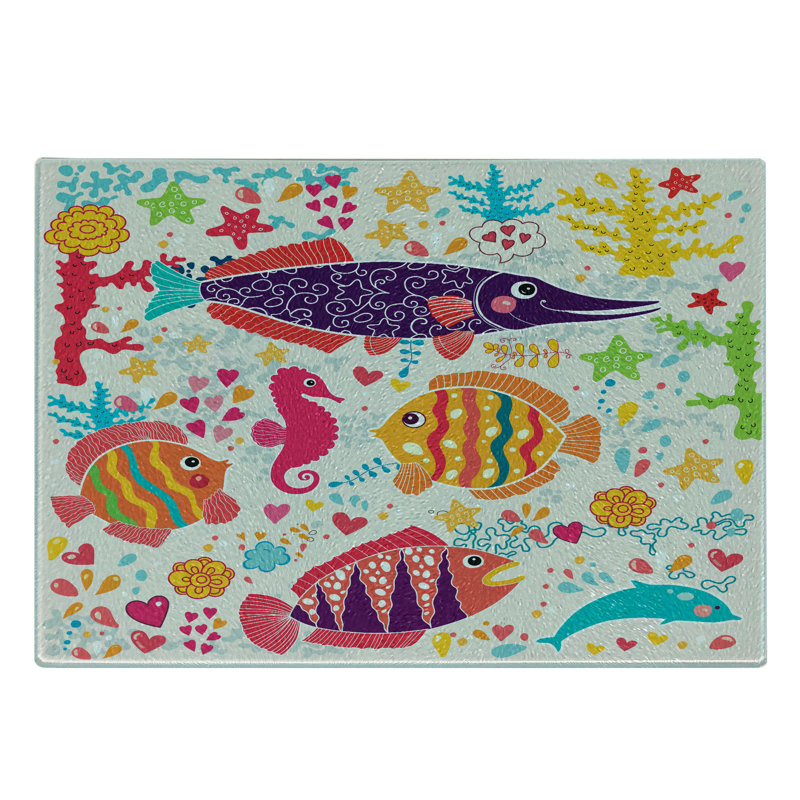 Multicolore planche à découper en verre trempé Ambesonne