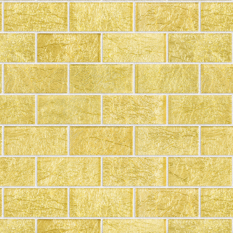 Galaxy 11.82 in. x 12.01 in. Brick Joint Glossy Glass Mosaic Tile, Gold