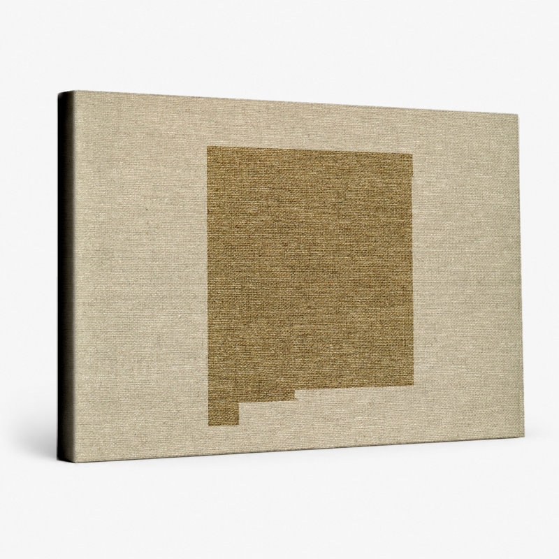 «New Mexico State Map on Linen», art mural sur toile paysage, L 30 po x H 20 po
