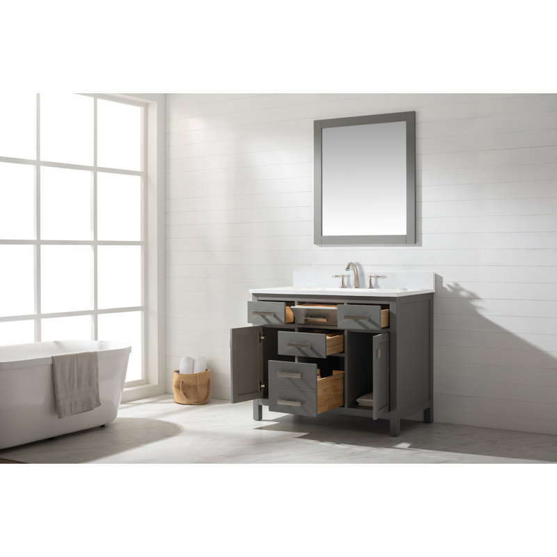 Ensemble de meuble-lavabo simple 42 po Willisville, Nickel brossé, gris