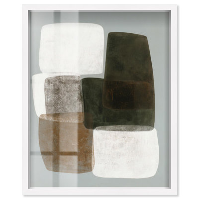 Décoration murale Stacked Pebbles I Shadowbox Print par Art Remedy, cadre blanc, 16 x 20