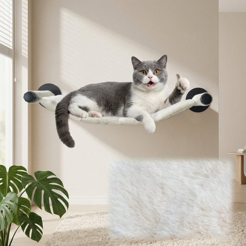 Hamac mural pour chat, tablette pour chat 22,44 x 13,78 po avec supports en métal, lit en tissu doux et chaud pour dormir, jouer, grimper et se reposer