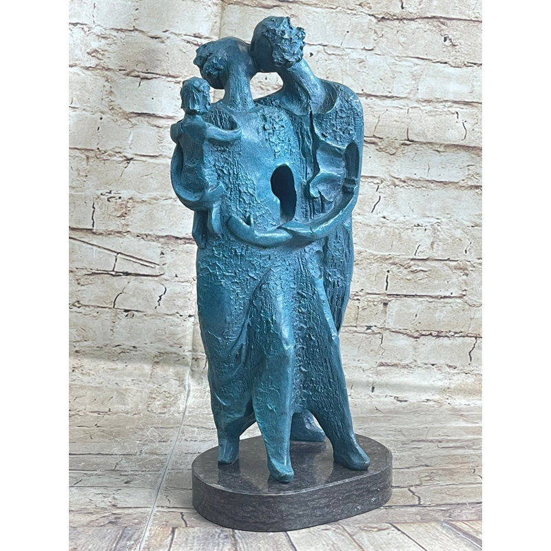 SALVADOR DALI HOMMAGE - SCULPTURE EN BRONZE - LA FAMILLE - STATUE EN BRONZE 100% VERT
