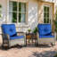 Chaise berçante d'extérieur en rotin avec coussin-646829745