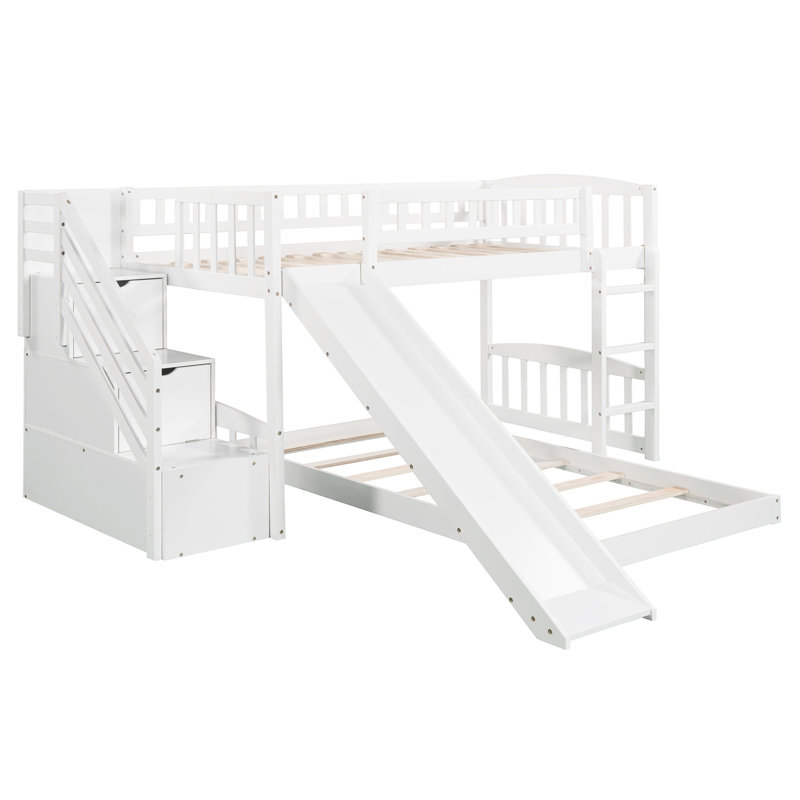 Lit simple superposé au-dessus blanc avec tiroirs fonctionnels et spacieux - deux glissières séduisantes, stables et sécurisées