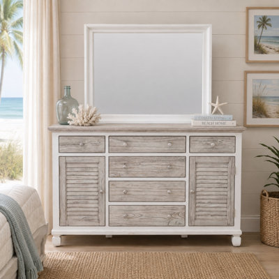 Miroir de commode rectangulaire - finition blanche